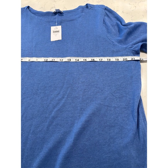 J. Jill Blue Opal Linen Blend Sweater Tunic Boat Neck 3/4 Sleeve Large Tall NWT - Picture 5 of 9